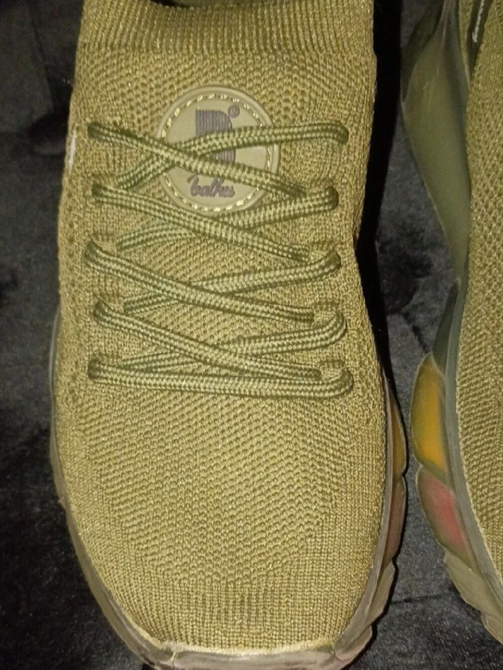 Boys Olive Green Knit Slip-On Sneakers